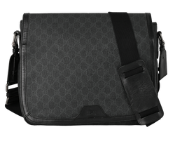 Large GG Flap Messenger, Canvas, Black, 322068, 1*